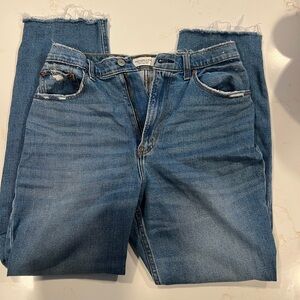 Abercrombie & Fitch Distressed Ankle Straight Ultra High Rise Jeans